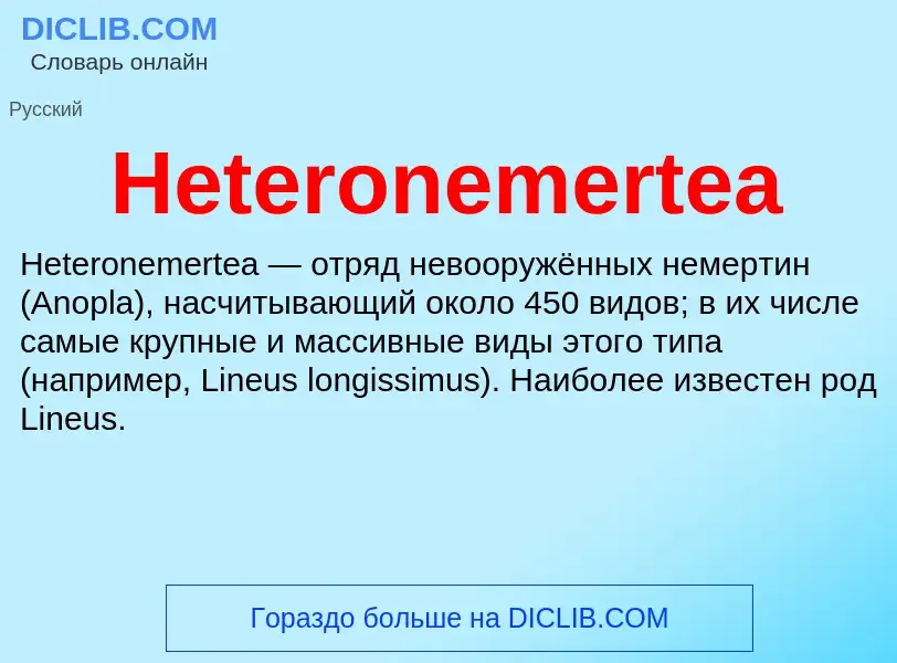 What is Heteronemertea - meaning and definition