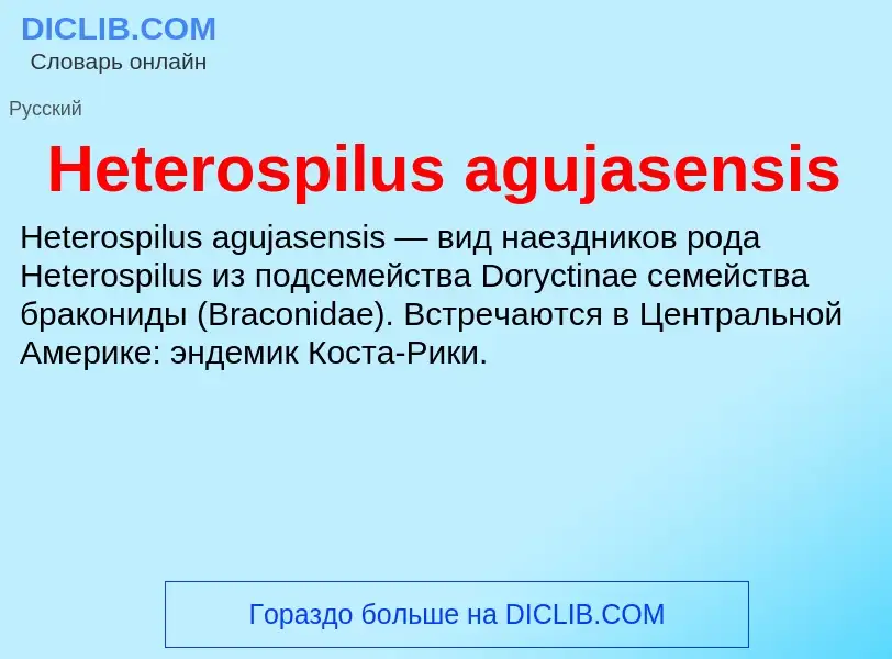 What is Heterospilus agujasensis - meaning and definition