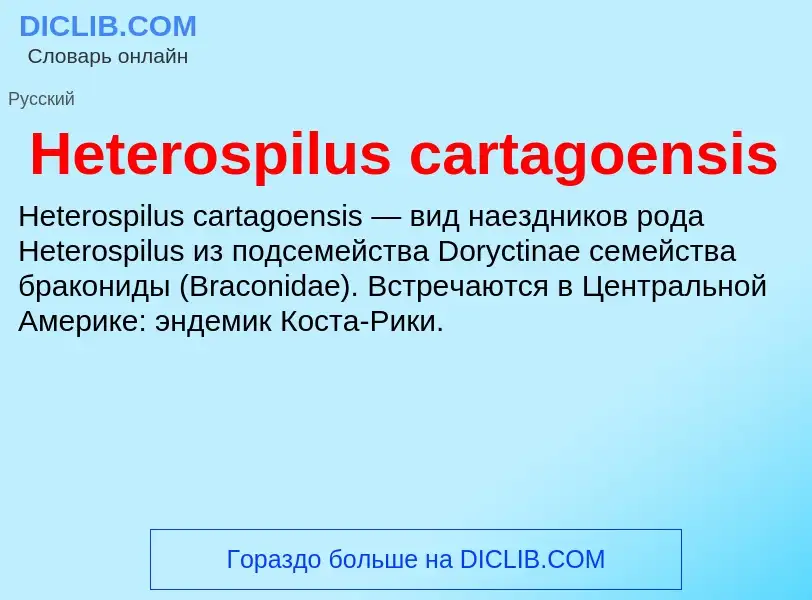 What is Heterospilus cartagoensis - meaning and definition