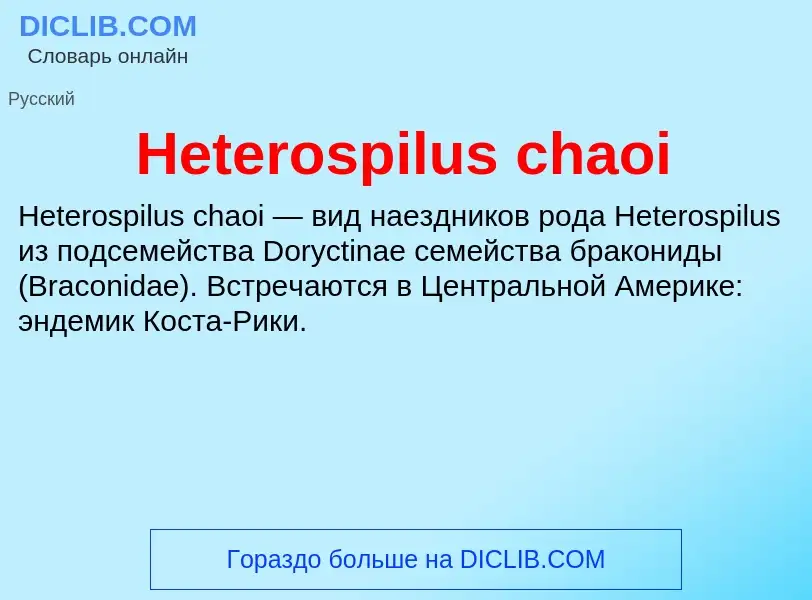 What is Heterospilus chaoi - meaning and definition