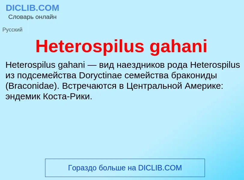 What is Heterospilus gahani - meaning and definition