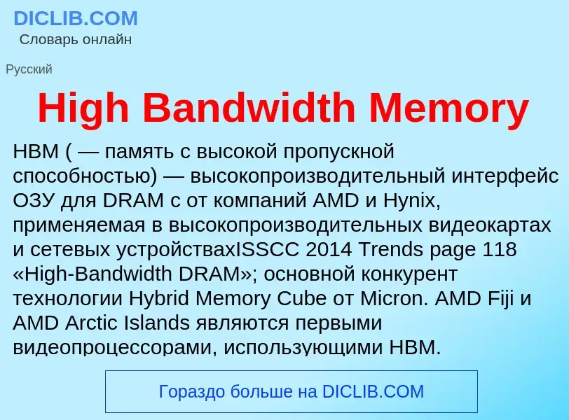 What is High Bandwidth Memory - meaning and definition