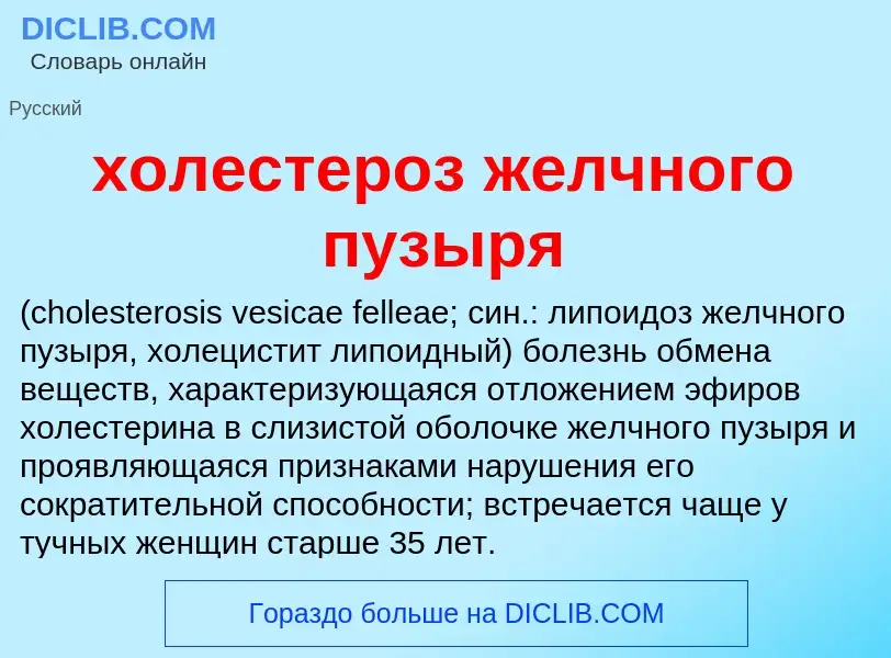 Что такое холестероз желчного пузыря  - определение