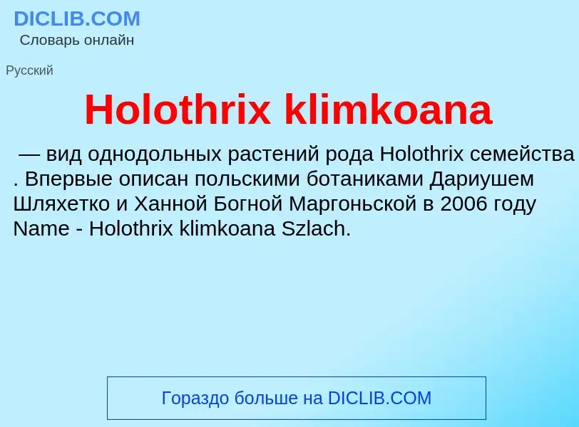 What is Holothrix klimkoana - definition