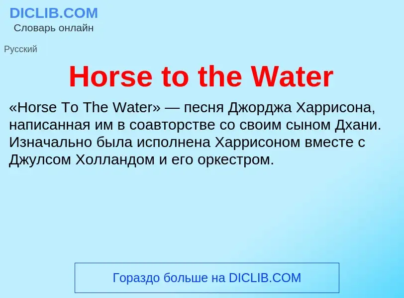 What is Horse to the Water - definition