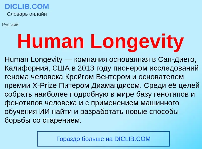 What is Human Longevity - definition