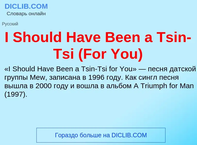 Was ist I Should Have Been a Tsin-Tsi (For You) - Definition