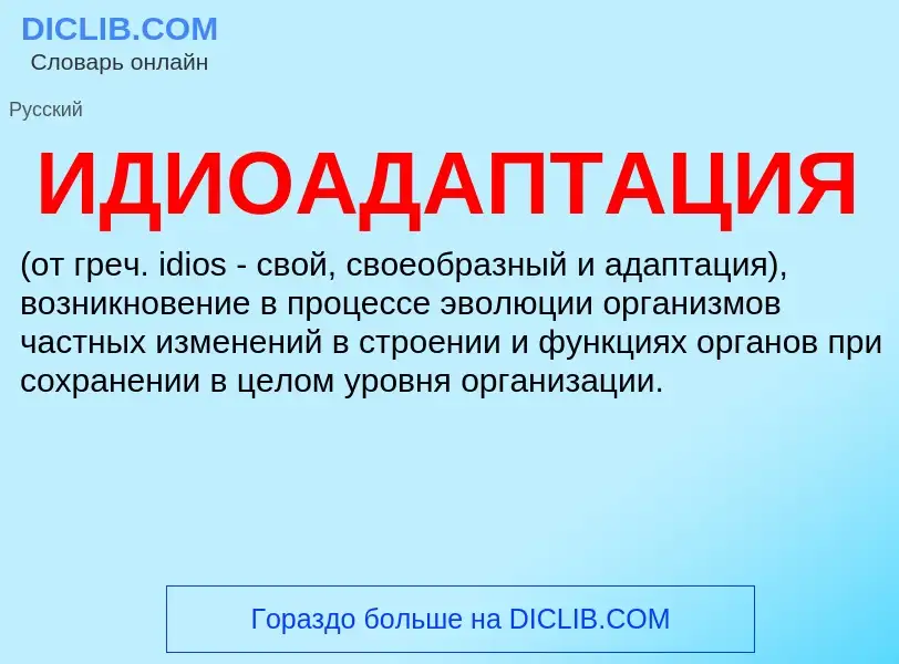 Τι είναι ИДИОАДАПТАЦИЯ - ορισμός