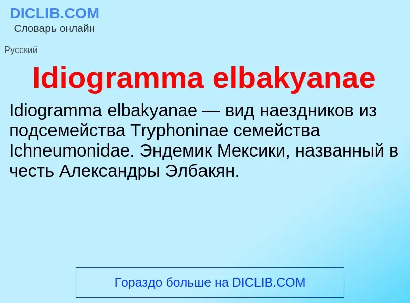 Τι είναι Idiogramma elbakyanae - ορισμός