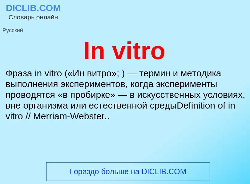 Что такое In vitro - определение