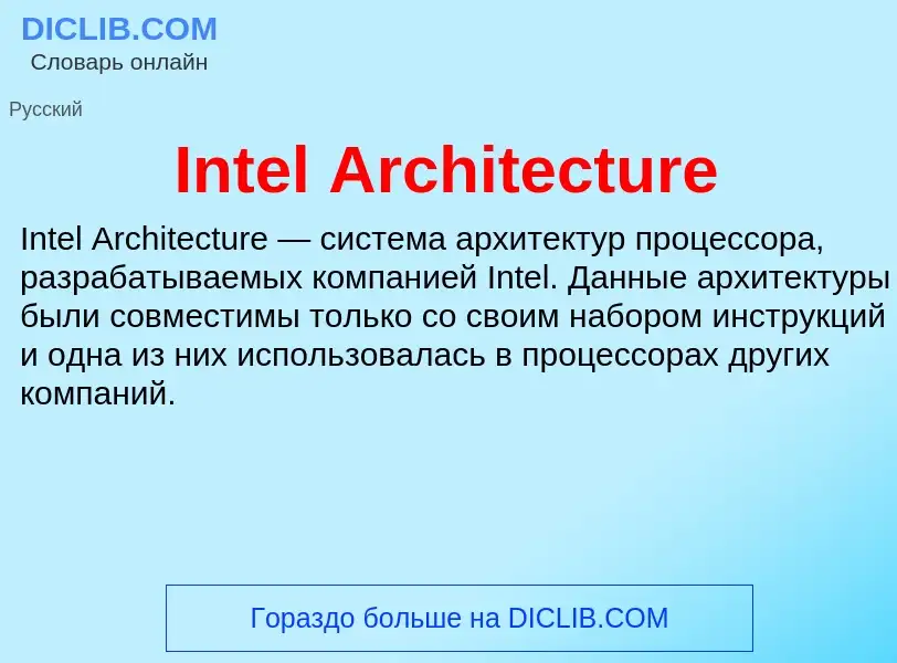 Wat is Intel Architecture - definition