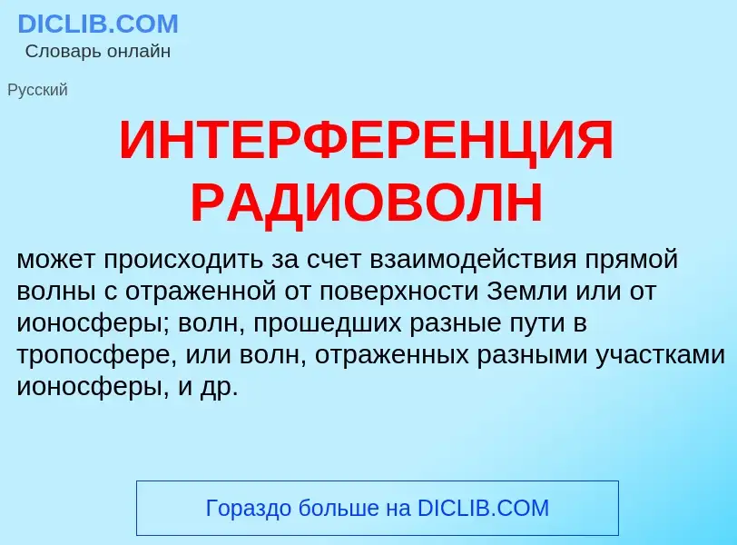 Что такое ИНТЕРФЕРЕНЦИЯ РАДИОВОЛН - определение