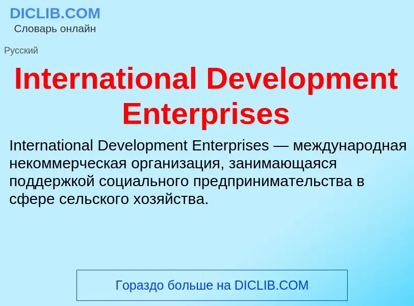 Τι είναι International Development Enterprises - ορισμός