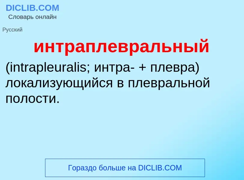 Wat is интраплевральный  - definition