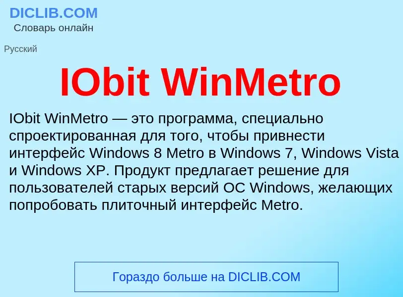 Wat is IObit WinMetro - definition