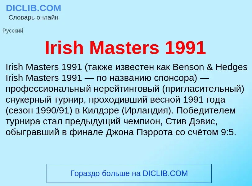 What is Irish Masters 1991 - definition