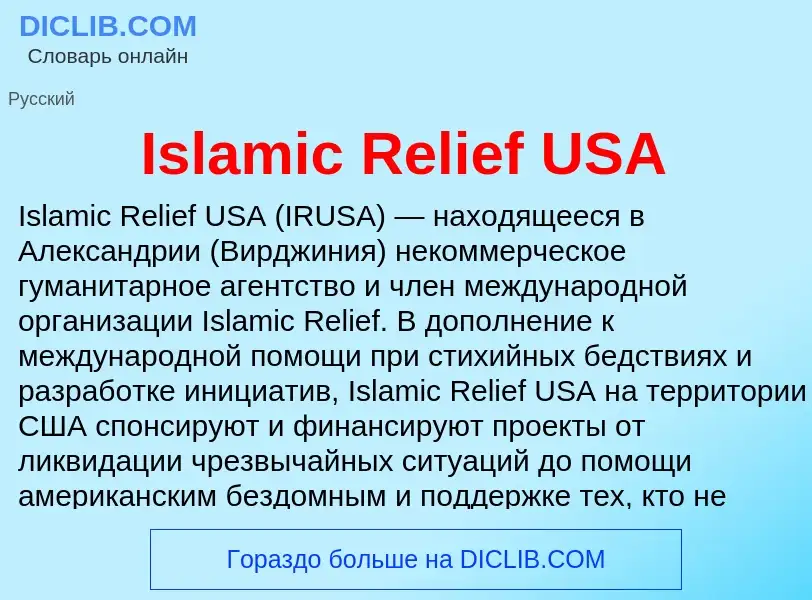 ¿Qué es Islamic Relief USA? - significado y definición