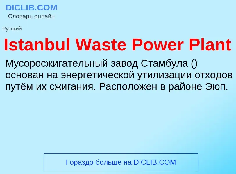 Что такое Istanbul Waste Power Plant - определение