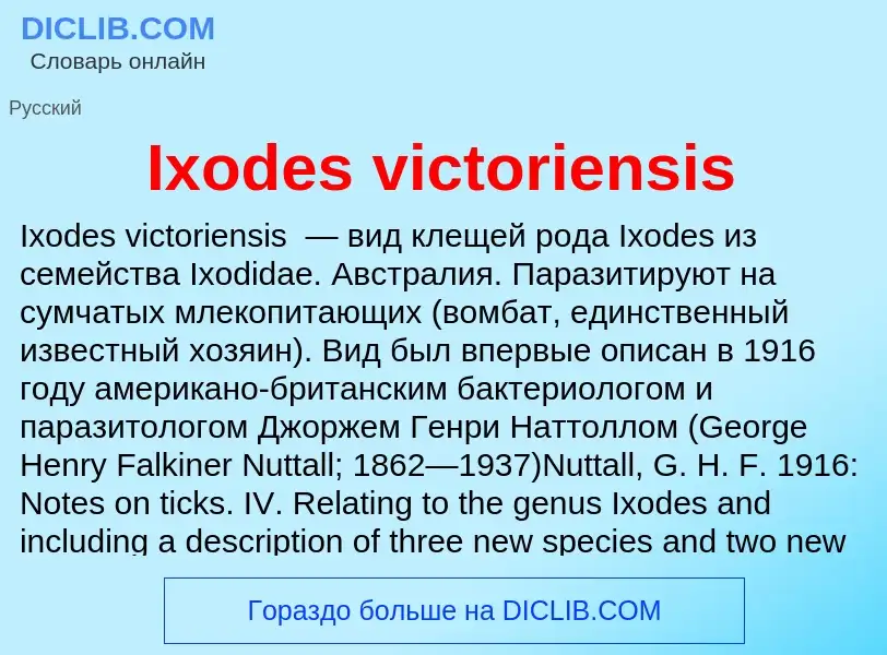 What is Ixodes victoriensis - meaning and definition