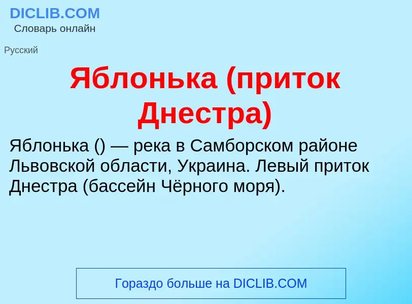 ¿Qué es Яблонька (приток Днестра)? - significado y definición