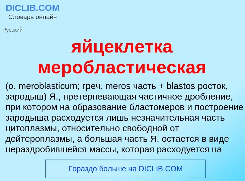 ¿Qué es яйцеклетка меробластическая ? - significado y definición