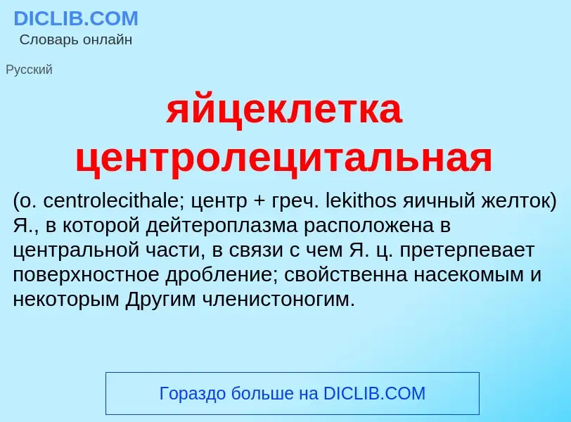 ¿Qué es яйцеклетка центролецитальная ? - significado y definición