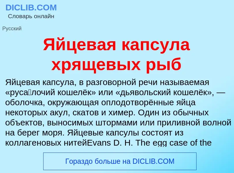 Что такое Яйцевая капсула хрящевых рыб - определение