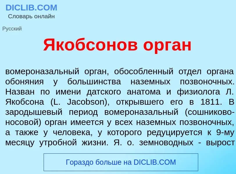 Что такое Якобс<font color="red">о</font>нов <font color="red">о</font>рган - определение