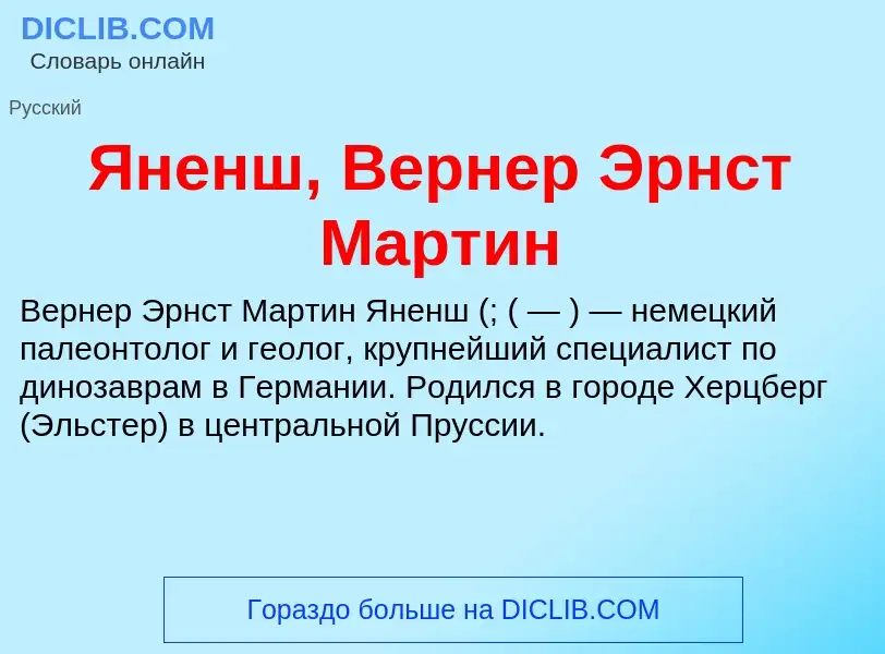 Τι είναι Яненш, Вернер Эрнст Мартин - ορισμός