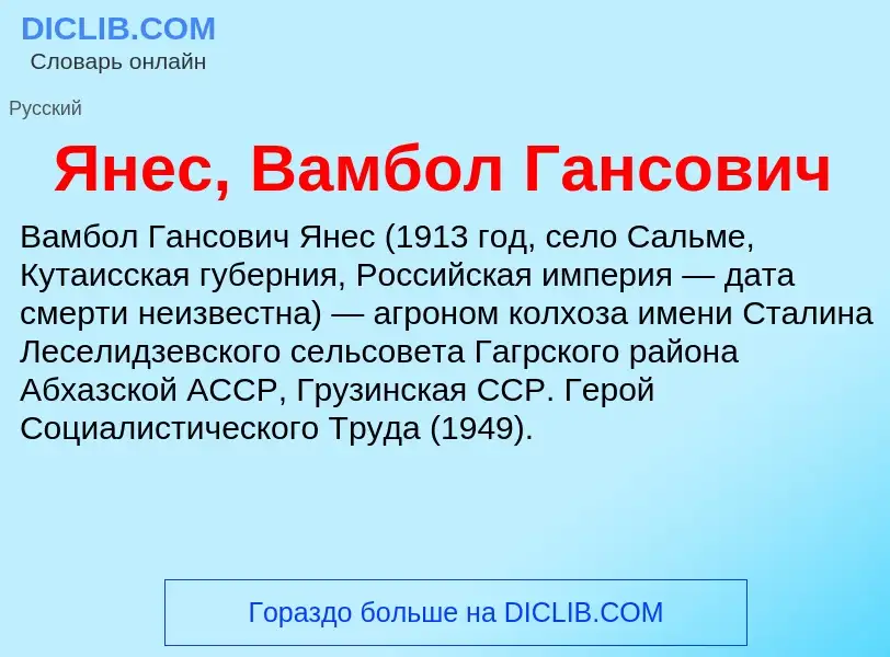 Τι είναι Янес, Вамбол Гансович - ορισμός