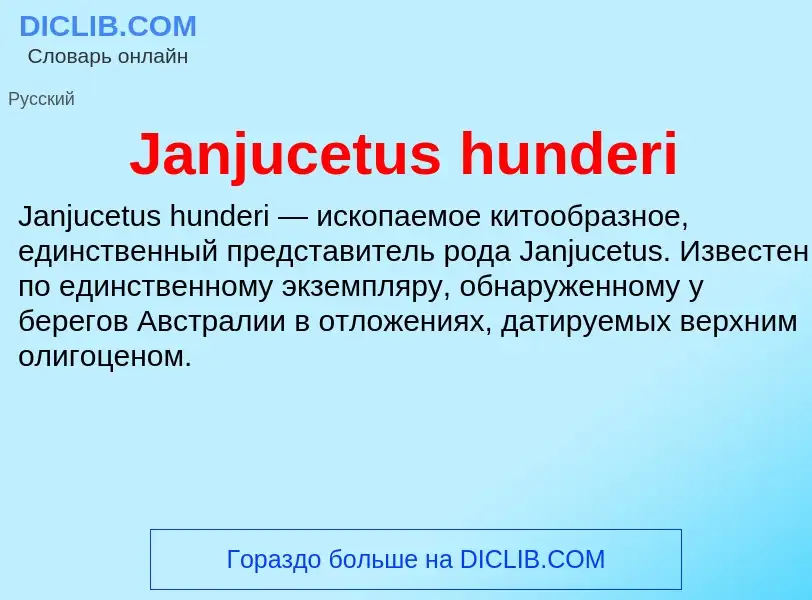 ¿Qué es Janjucetus hunderi? - significado y definición