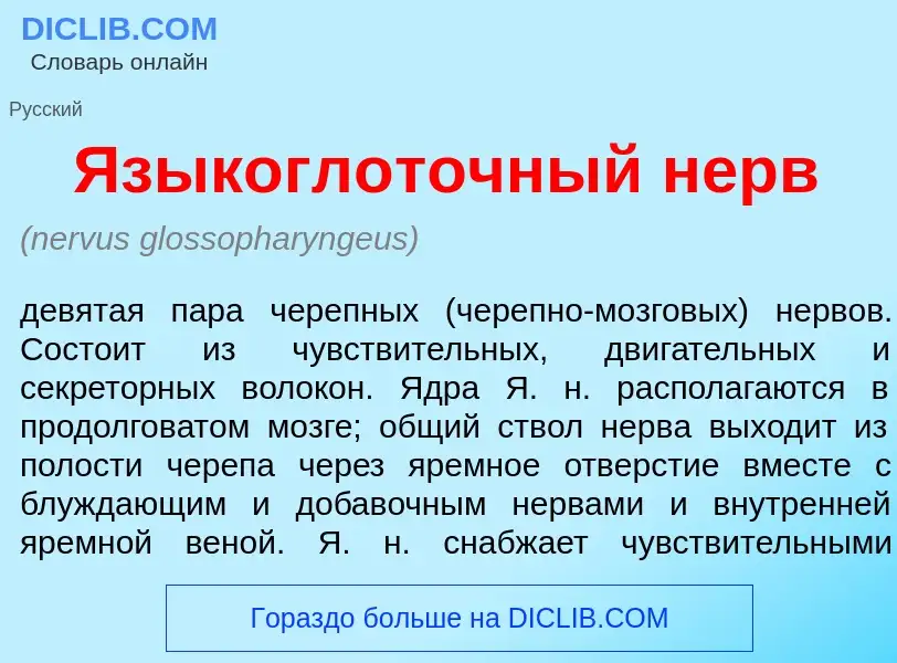 What is Языкогл<font color="red">о</font>точный нерв - meaning and definition