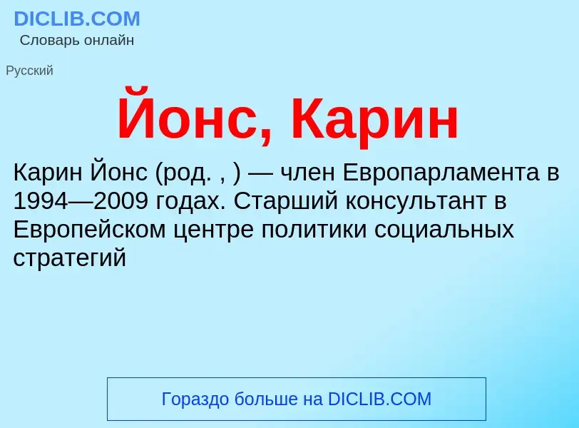 Что такое Йонс, Карин - определение