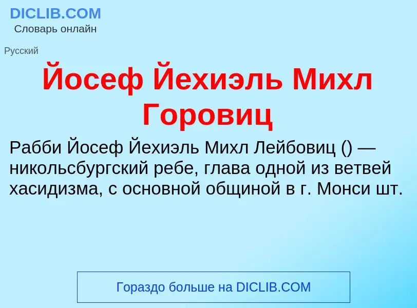 Что такое Йосеф Йехиэль Михл Горовиц - определение