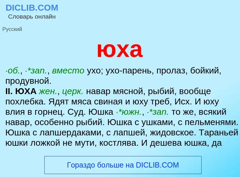 What is юха - meaning and definition