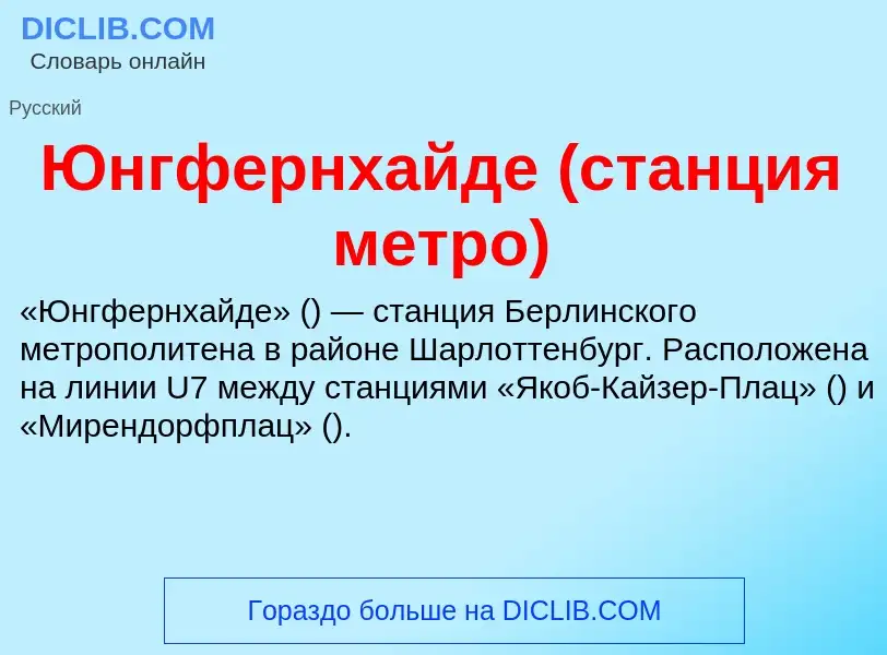 ¿Qué es Юнгфернхайде (станция метро)? - significado y definición