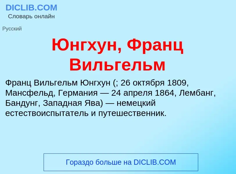 ¿Qué es Юнгхун, Франц Вильгельм? - significado y definición