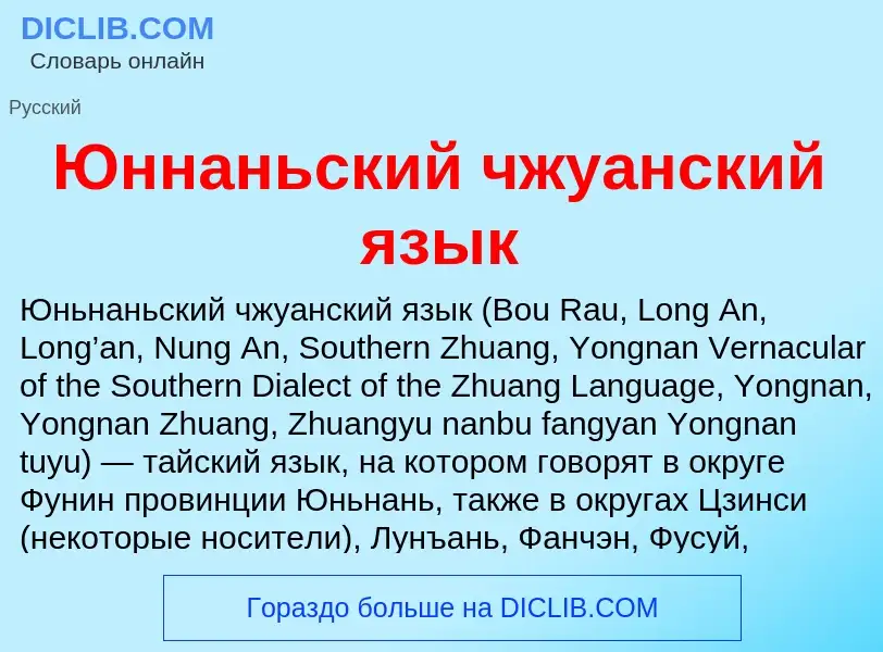 ¿Qué es Юннаньский чжуанский язык? - significado y definición