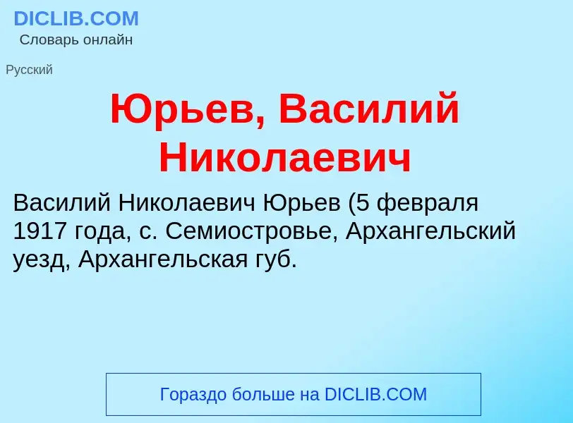 ¿Qué es Юрьев, Василий Николаевич? - significado y definición