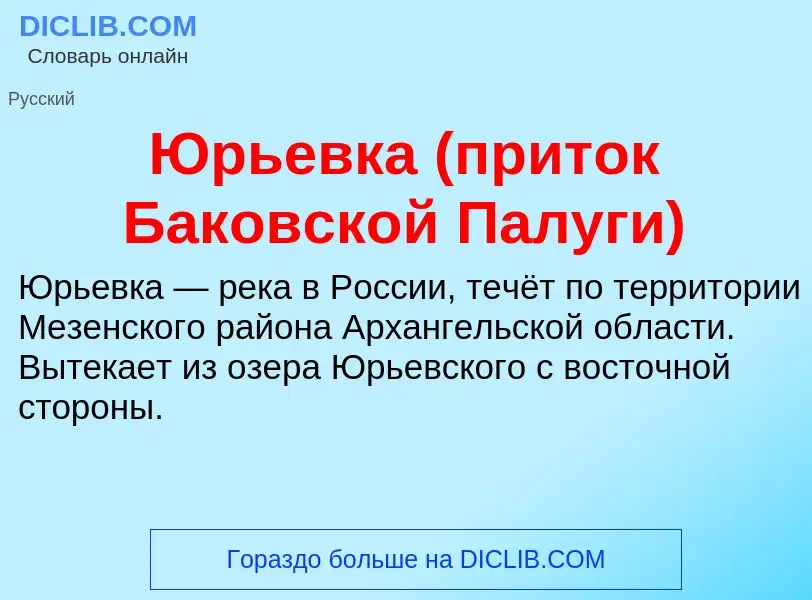 ¿Qué es Юрьевка (приток Баковской Палуги)? - significado y definición