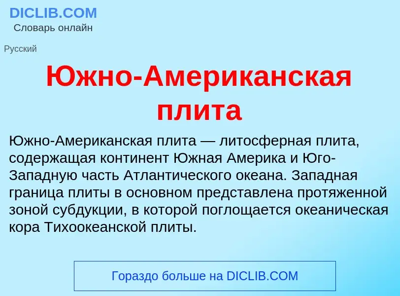 Was ist Южно-Американская плита - Definition