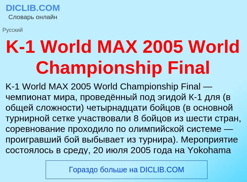 Τι είναι K-1 World MAX 2005 World Championship Final - ορισμός