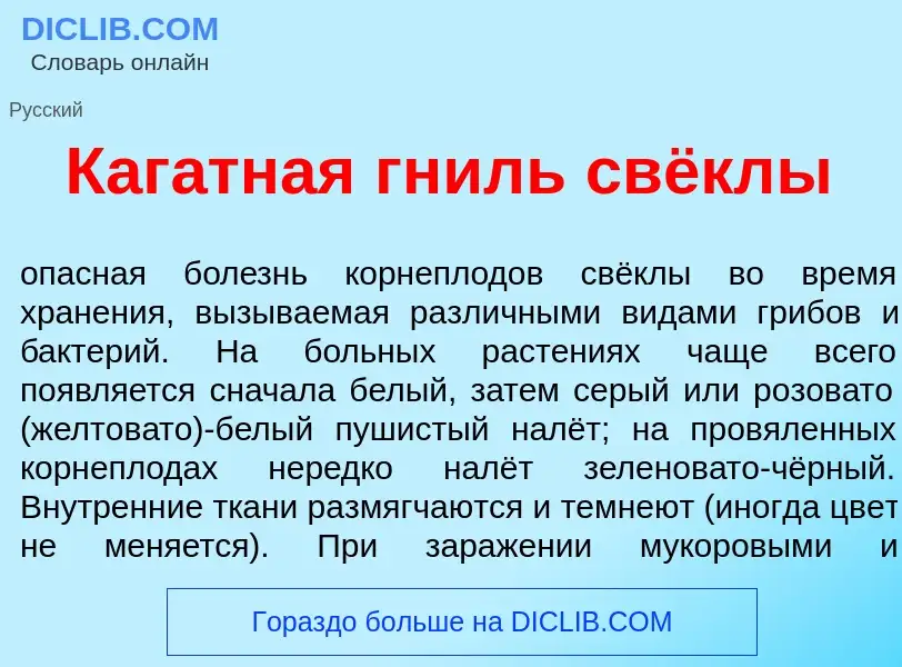 Что такое Каг<font color="red">а</font>тная гниль свёклы - определение