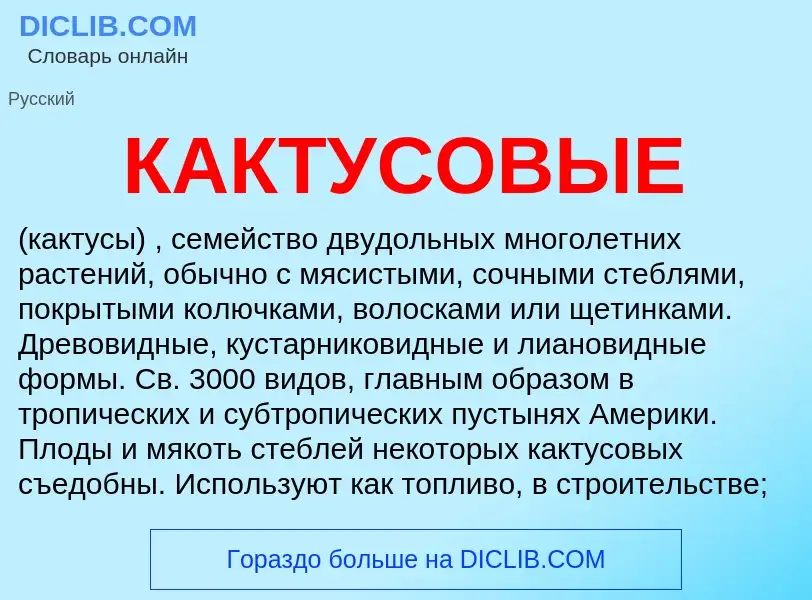 What is КАКТУСОВЫЕ - meaning and definition