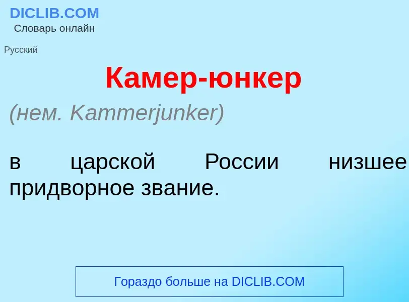 Что такое К<font color="red">а</font>мер-<font color="red">ю</font>нкер - определение