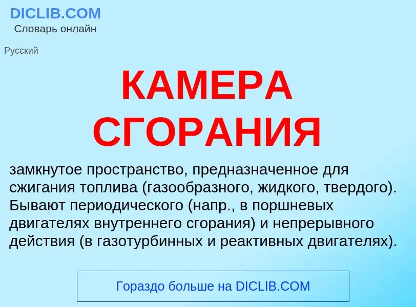 Что такое КАМЕРА СГОРАНИЯ - определение