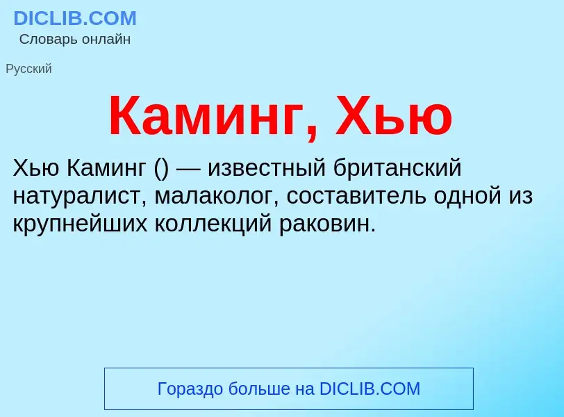 Wat is Каминг, Хью - definition