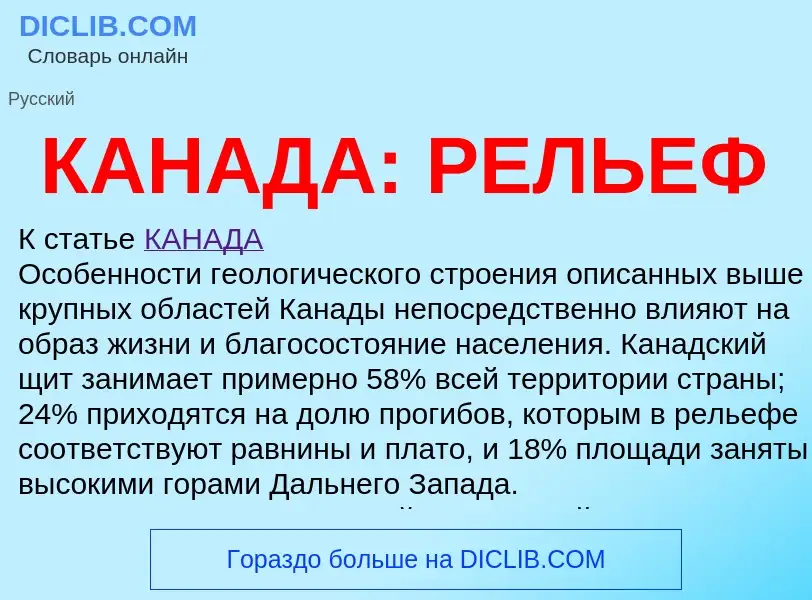 Что такое КАНАДА: РЕЛЬЕФ - определение