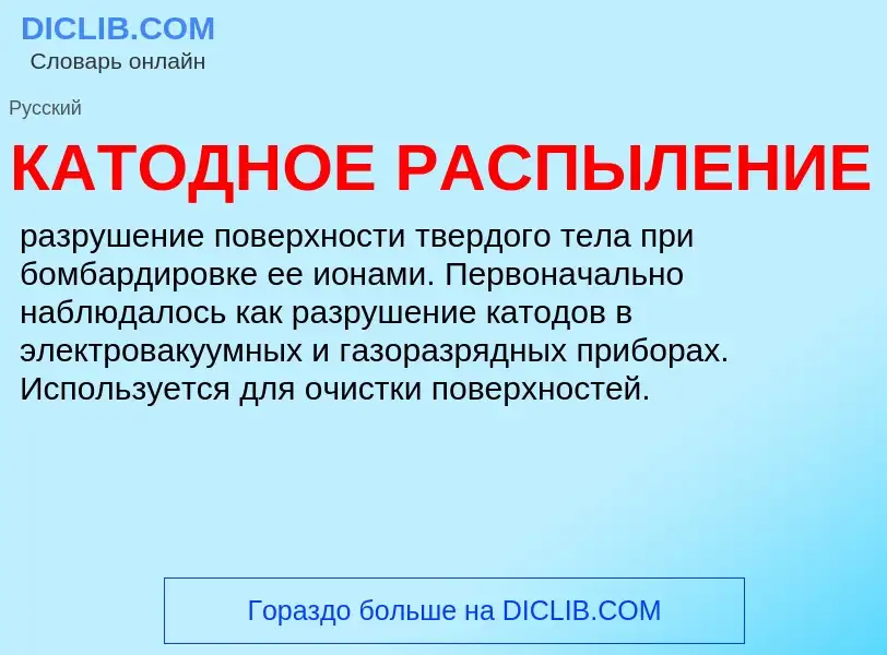 Wat is КАТОДНОЕ РАСПЫЛЕНИЕ - definition