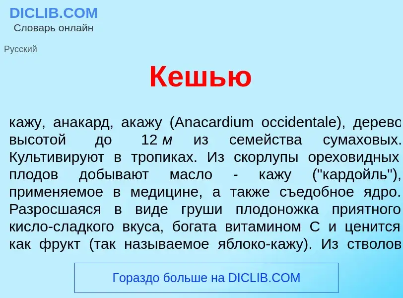 Wat is К<font color="red">е</font>шью - definition